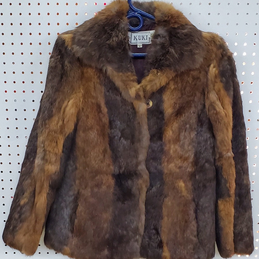 KUKI Fur Coat  rabbit Jacket  Womens Size Small Vintage